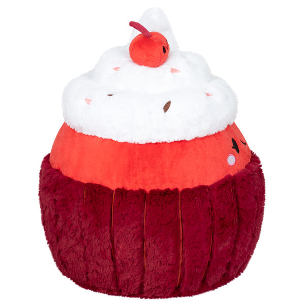 side view of red velvet cupcake