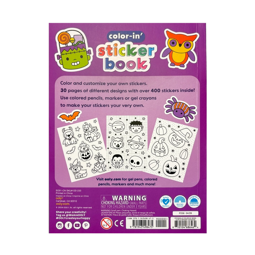 Stickiville Color-in' Sticker Book - Cute N Spooky Doodles | OOLY