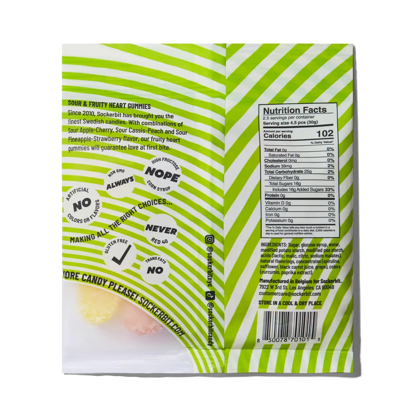 Sour Fruity Heart Gummies Swedish Candy Bag  | Sockerbit