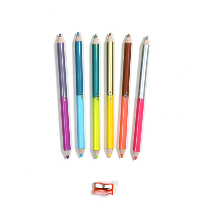 6 double sided jumbo colored pencils with sharpener