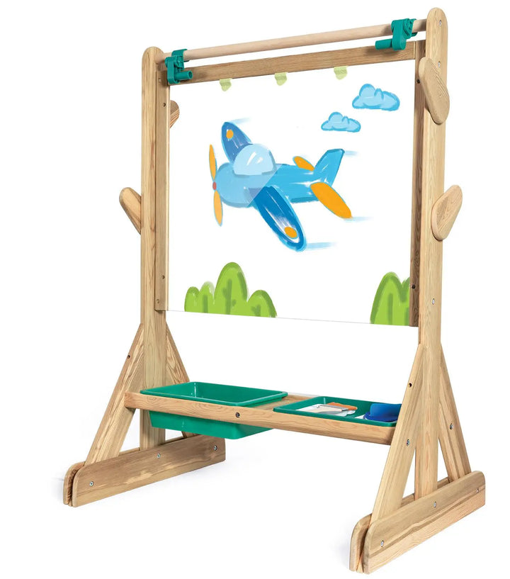 angled side view of art easel