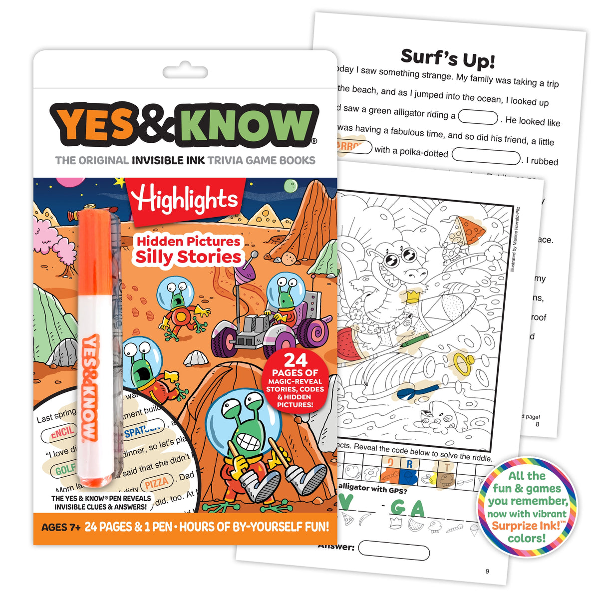 Yes & Know® Invisible Ink Trivia Game Books- Silly Stories | Tree Town Toys