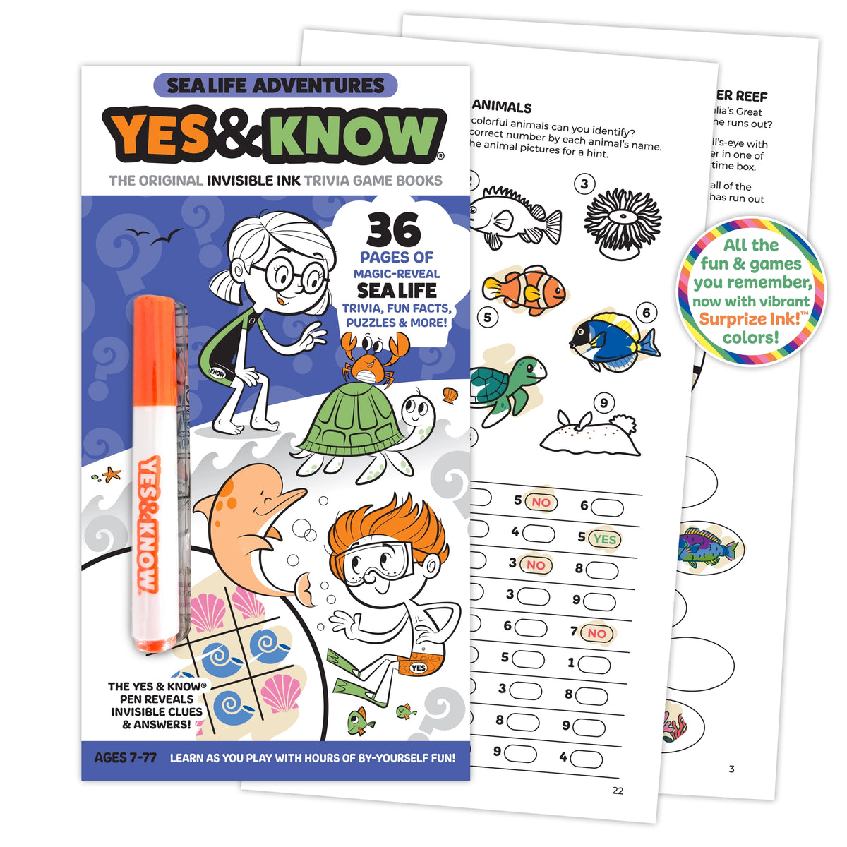 Yes & Know® Invisible Ink Trivia Game Books- Sea Life | Tree Town Toys