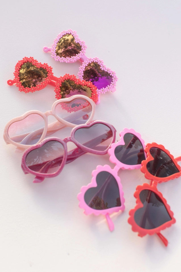 Valentine's Kids Pink Scalloped Heart Sunglasses