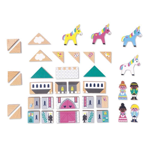 Enchanted Kingdom Wooden Blocks Set - 37 pc - Cross Roads | Janod