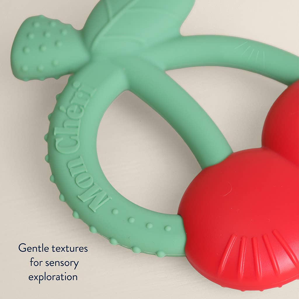 Bitzy Shake™ - Silicone Teether with Rattle - Cherry