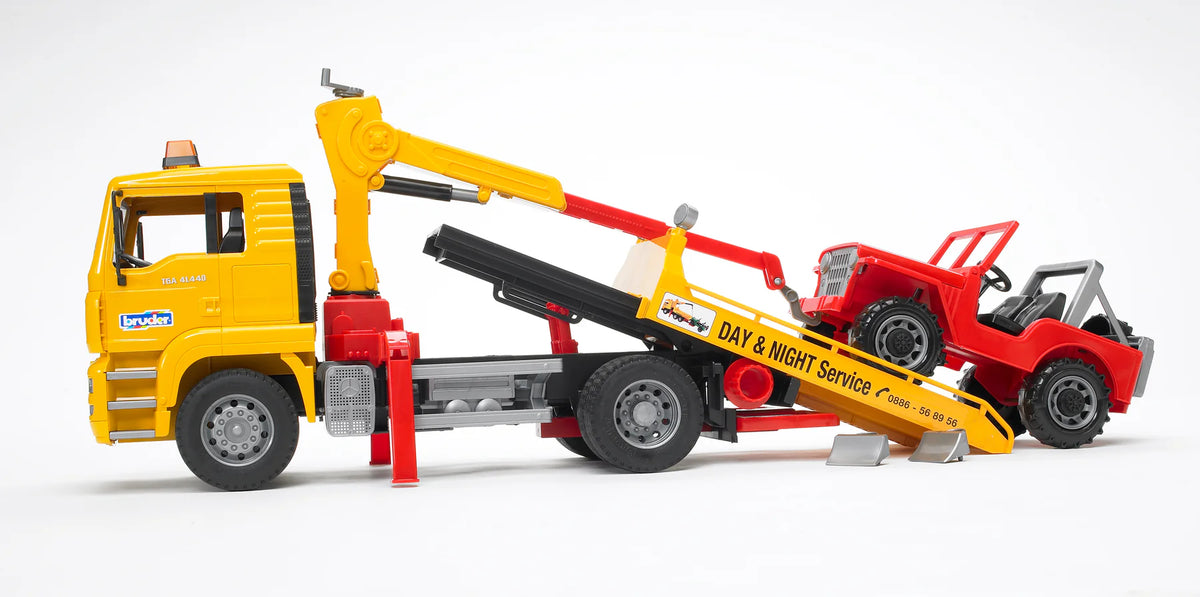 MAN TGA Tow Truck w/ Cross Country Vehicle | Bruder - LOCAL PICKUP ONLY