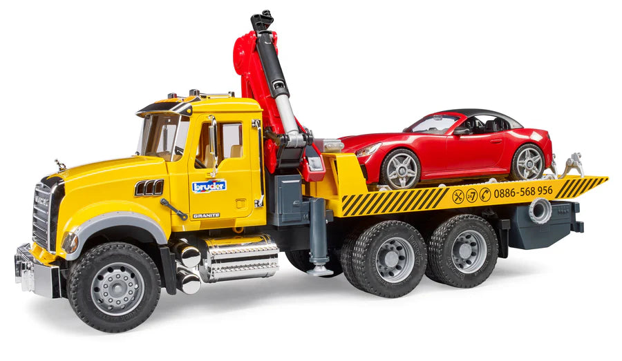 MACK Granite Tow Truck w/ Roadster | Bruder- LOCAL PICKUP ONLY