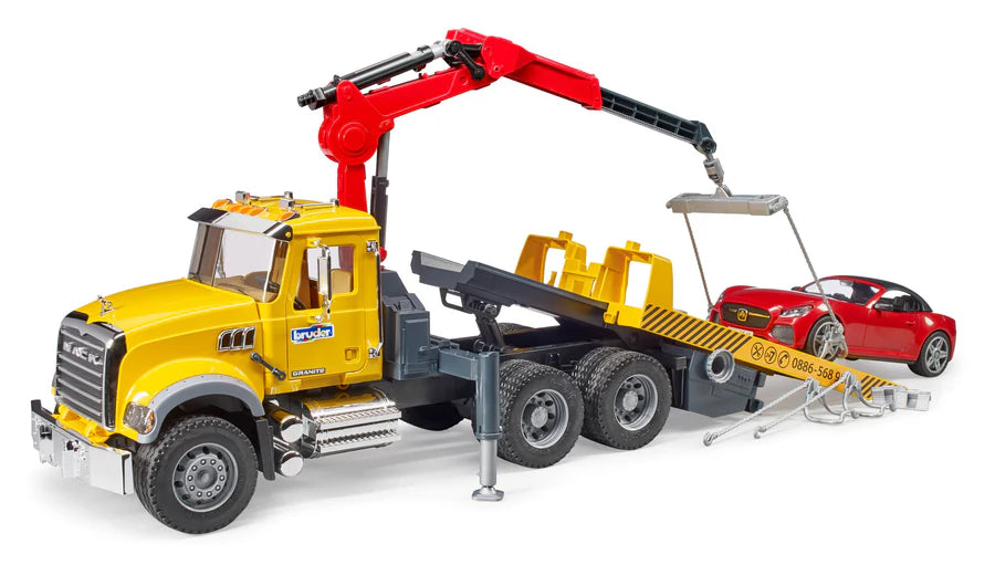 MACK Granite Tow Truck w/ Roadster | Bruder- LOCAL PICKUP ONLY