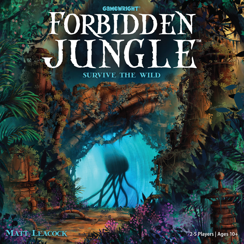 Forbidden Jungle game box shows a wild jungle and secret tunnel in the middle