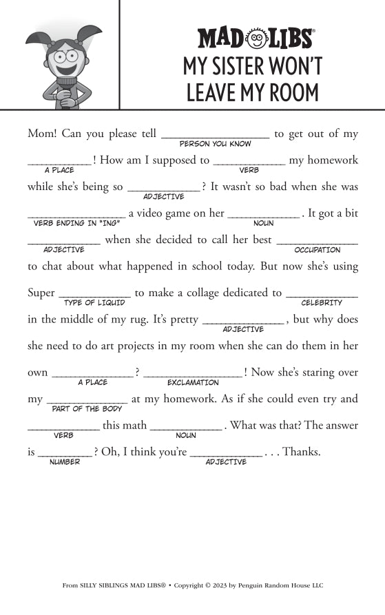 Silly Sibling Mad Libs