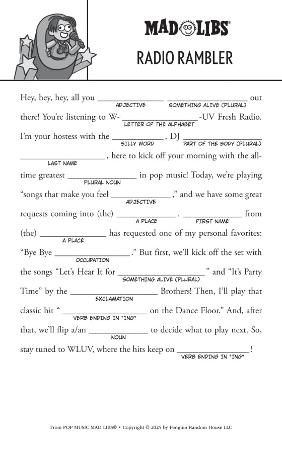 Pop Music Mad Libs