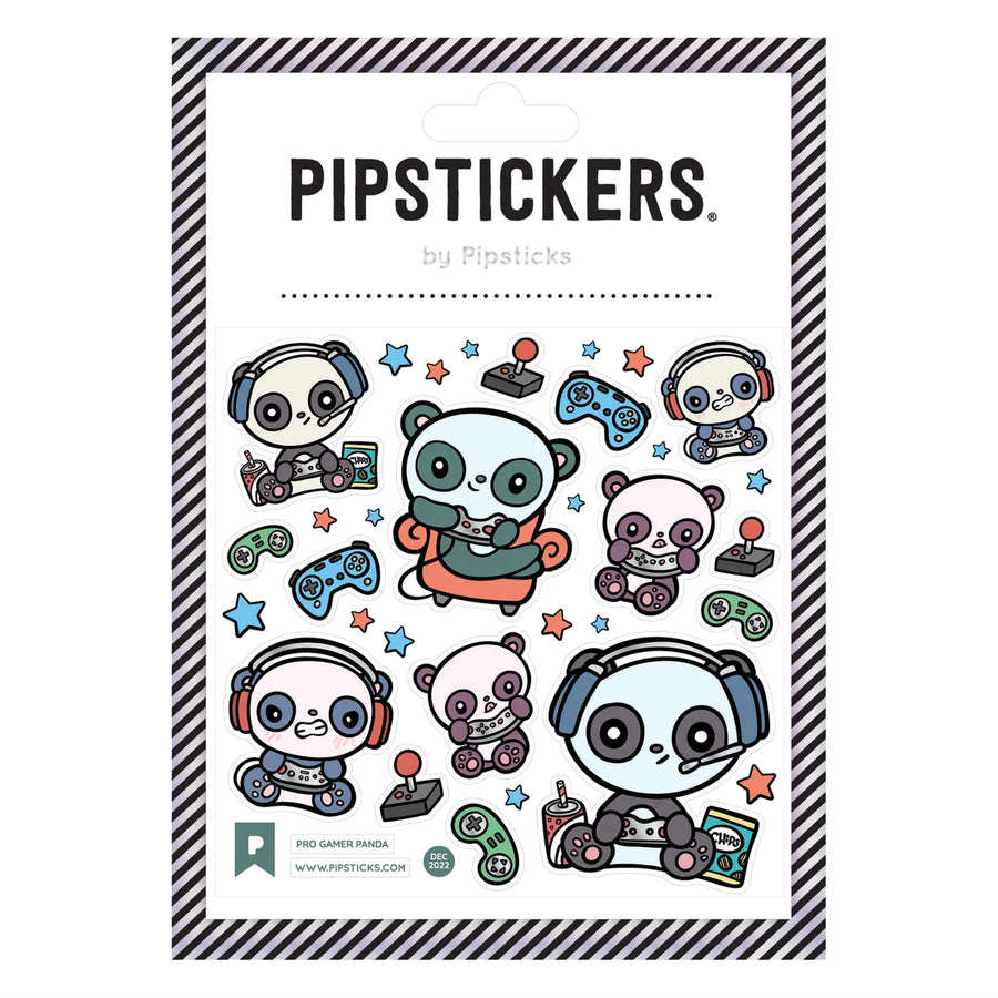 Pandas playing games using controllers in sticker form