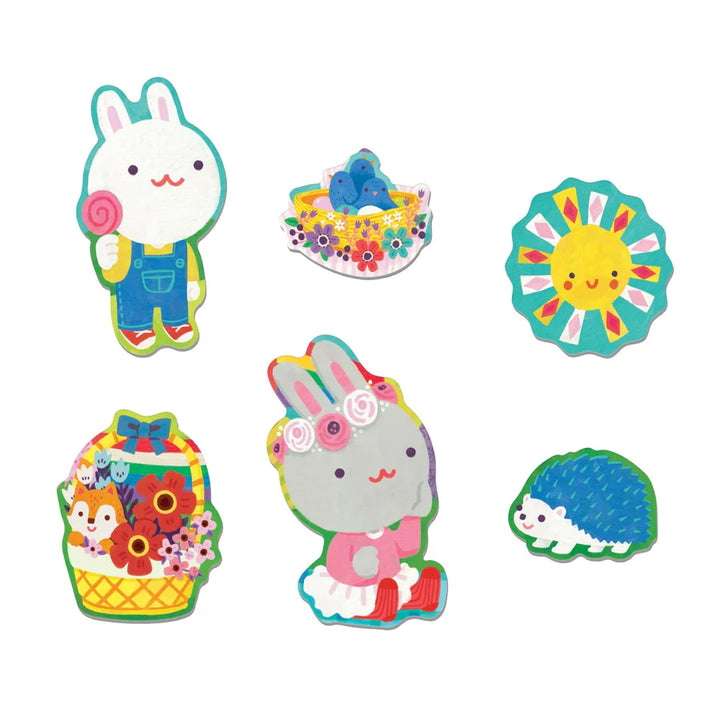 Puzzle Floor with Shaped Pieces Garden Bunnies | Mudpuppy