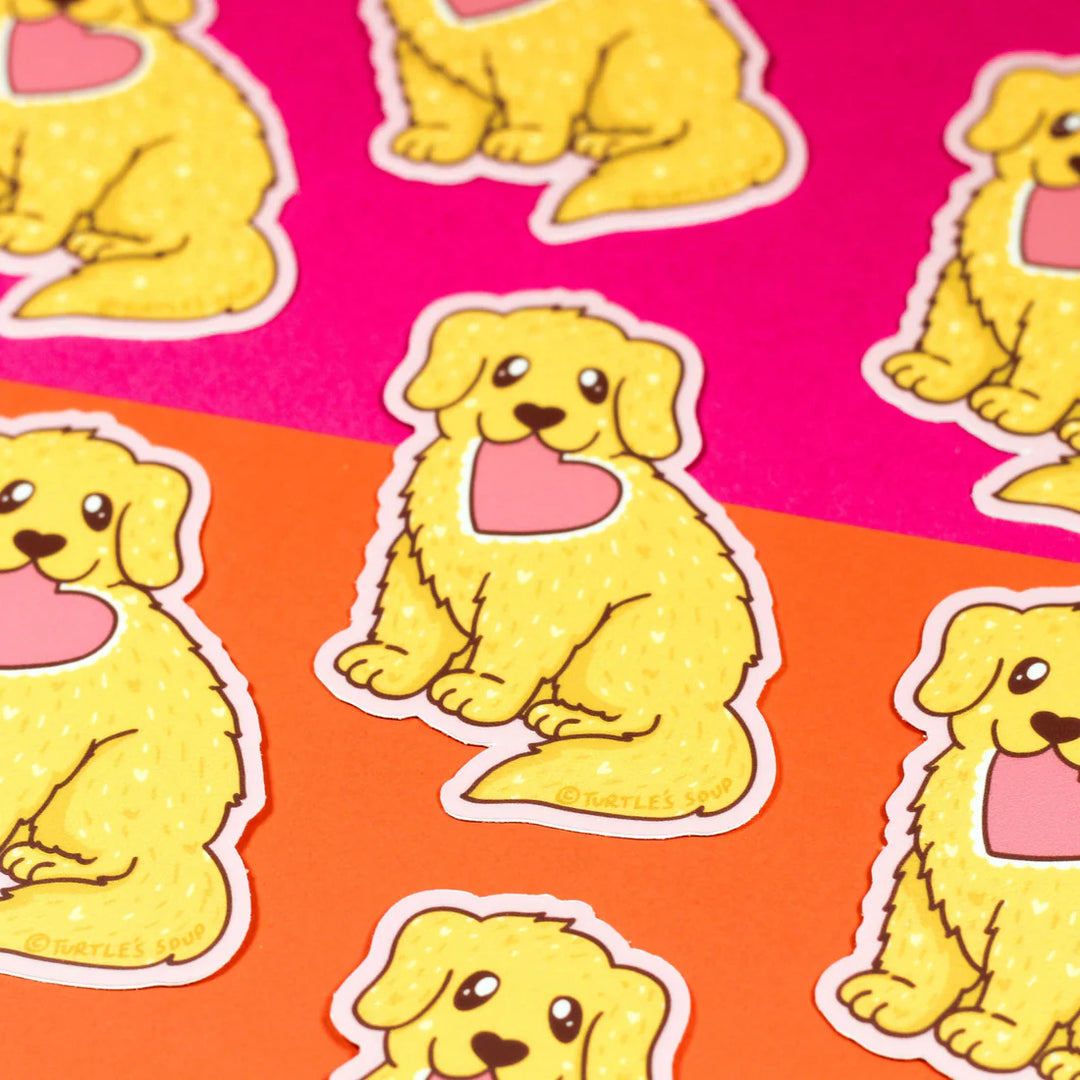 Love Puppy Golden Retriever Vinyl Sticker | Turtle's Soup