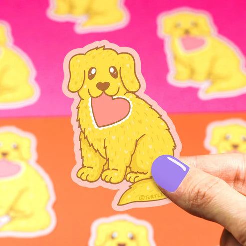 Love Puppy Golden Retriever Vinyl Sticker | Turtle's Soup