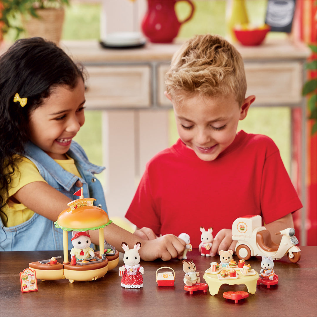 kids playing with hamburger set