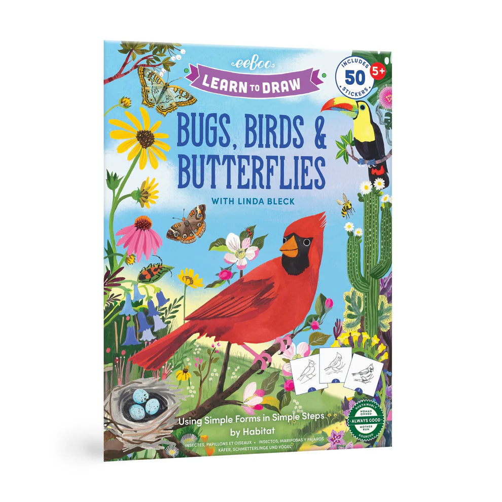 Learn To Draw Bugs, Birds & Butterflies with Stickers | eeBoo