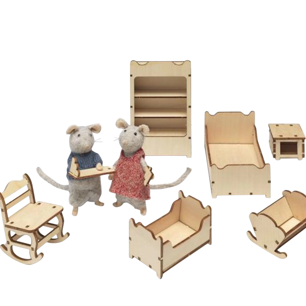 completed kids room furniture set with mice