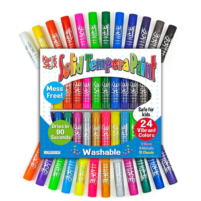 kwik stix 24 pack with all included colors spread out around packaging