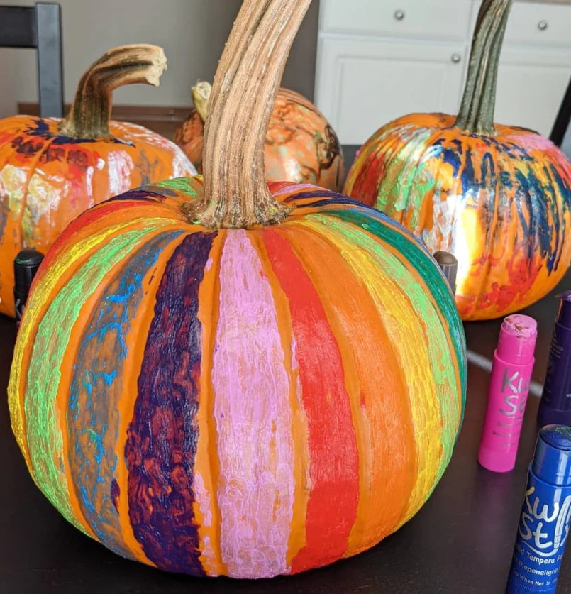 example of kwik stix being used to paint a pumpkin