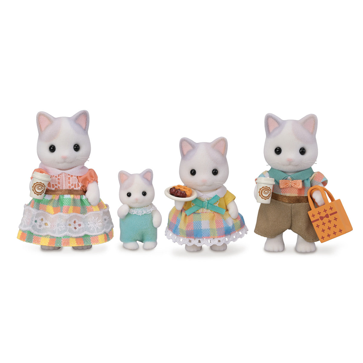 latte cat family with included accessories