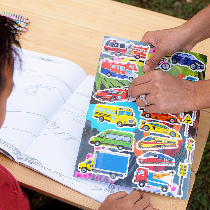 Vehicles Fold-Out Coloring Book | eeBoo