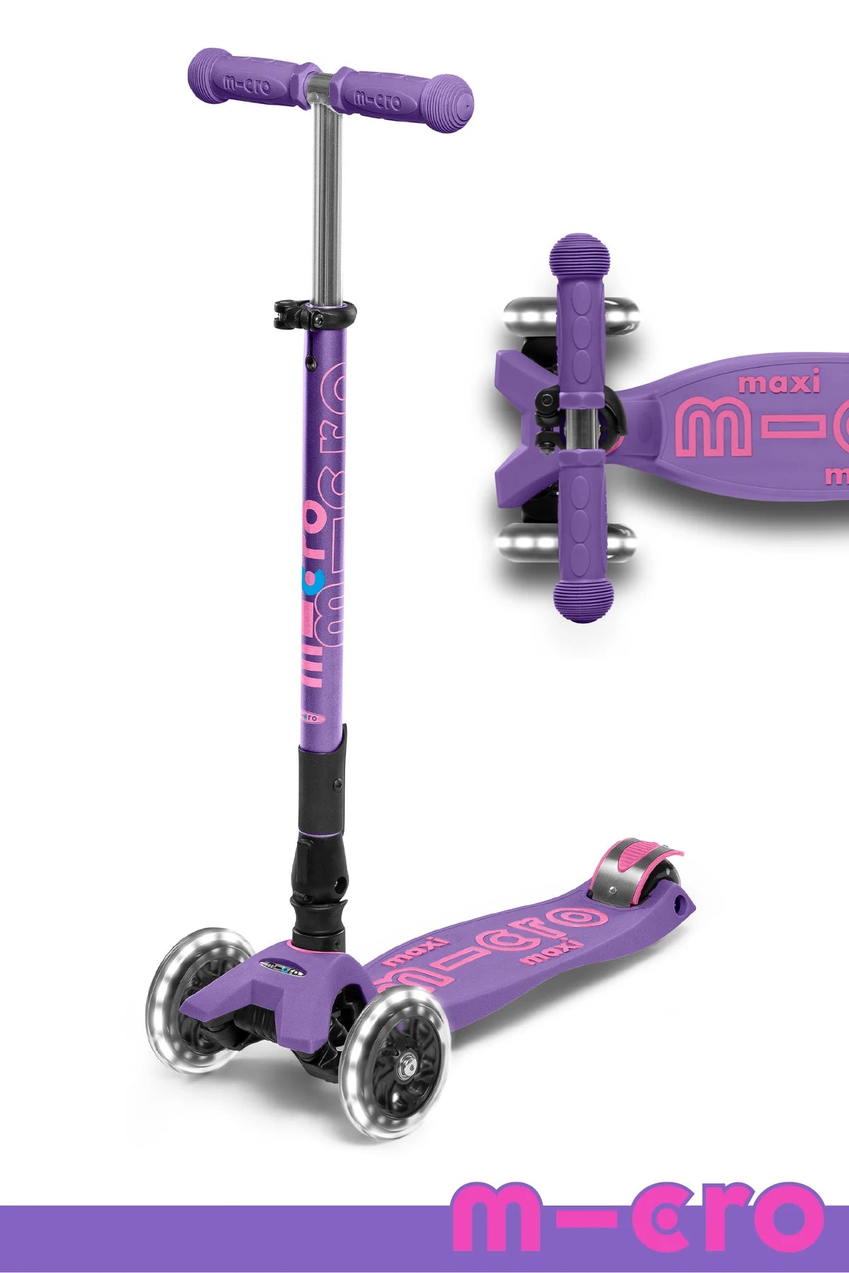 Micro Maxi Foldable LED Scooter: Purple/Pink - LOCAL PICK UP ONLY