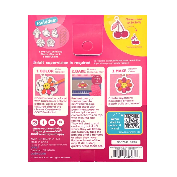 Shrink-Its! Mini DIY Shrink Art Kit - Good Vibes - 5 Charms | OOLY