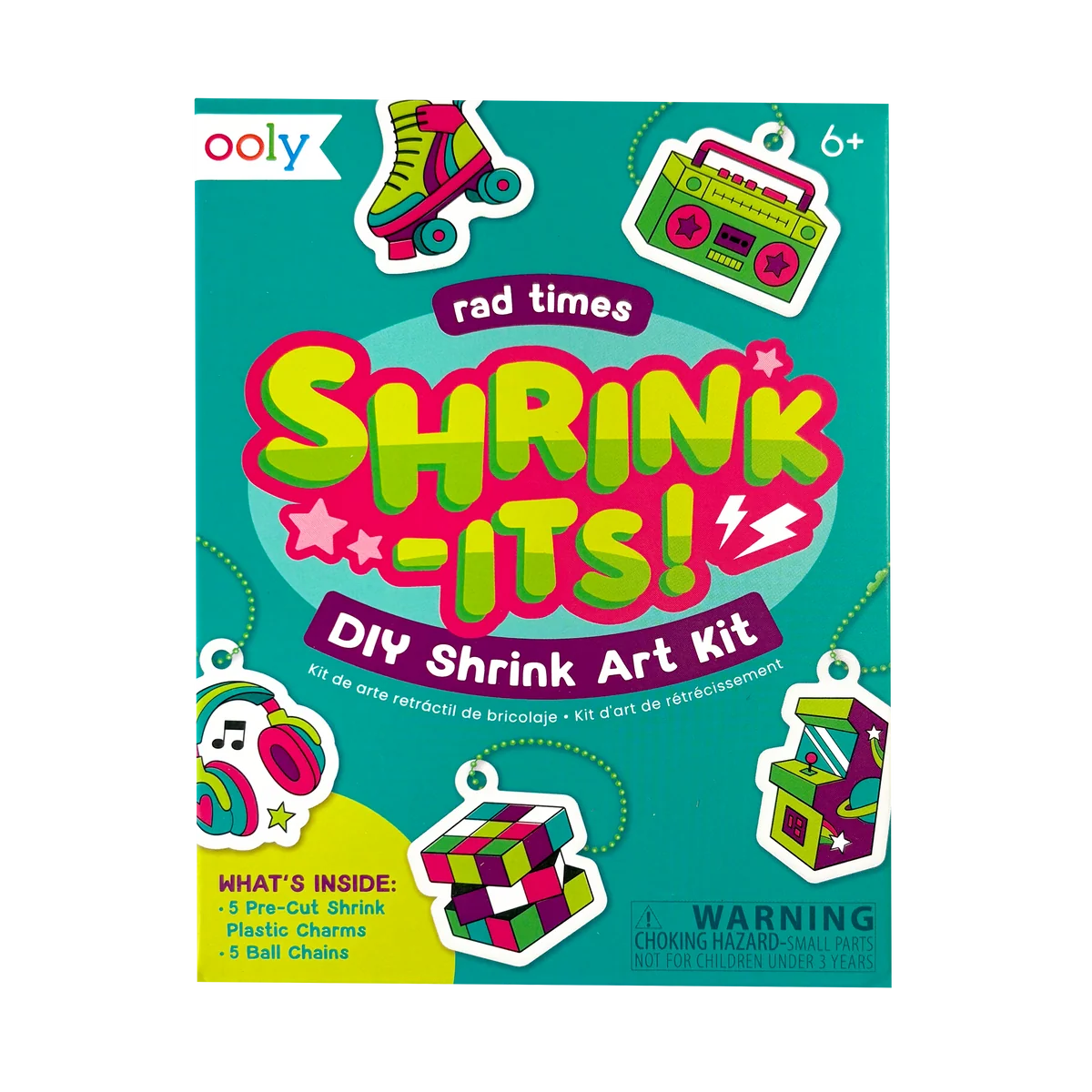 Shrink-Its! Mini DIY Shrink Art Kit - Rad Times - 5 Charms | OOLY