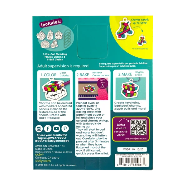 Shrink-Its! Mini DIY Shrink Art Kit - Rad Times - 5 Charms | OOLY