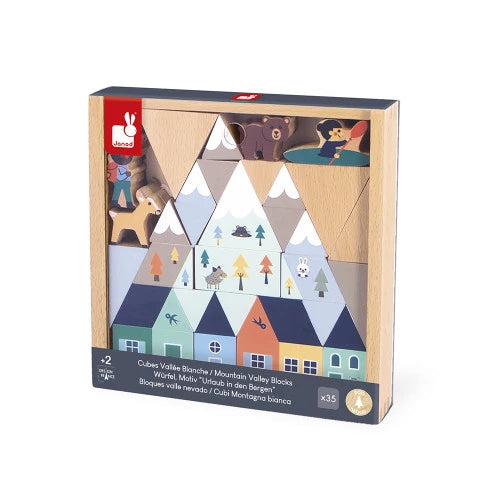 Mountain Valley Wooden Blocks Set - 35 pc - Cross Roads | Janod