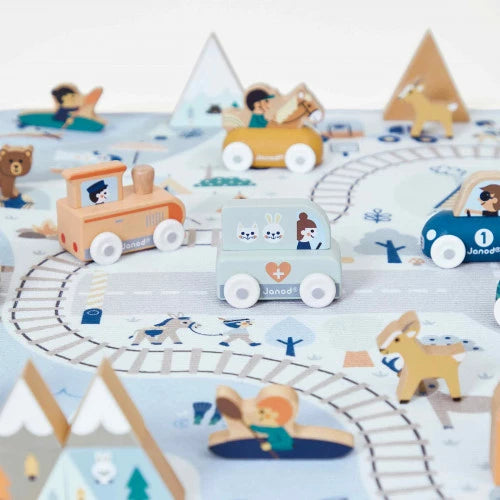 Play Mat with Circuit -Mountain Valley - Cross Roads | Janod - LOCAL PICK UP ONLY
