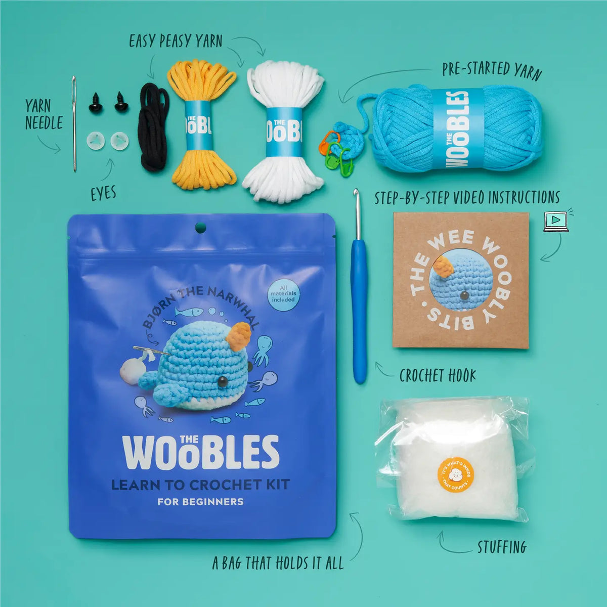 Bjorn the Narwhal Crochet Kit | The Woobles