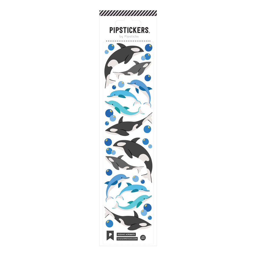 Killer whales and dolphins surrounded by bubbles in stickers