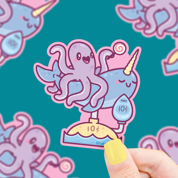 Octopus Narwhal Coin Ride Vinyl Sticker | Turtle's Soup