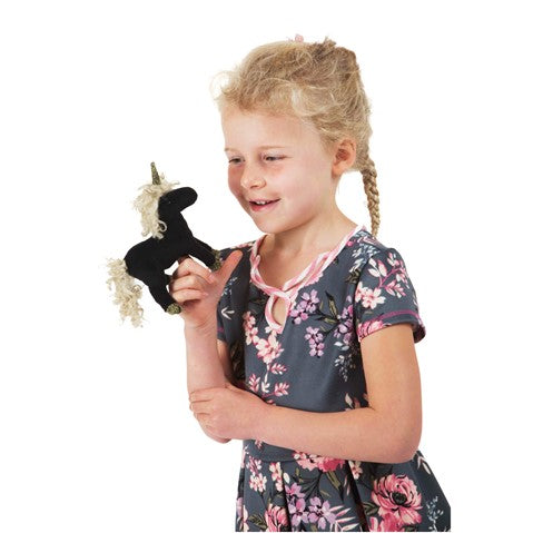 Mini Black Unicorn Finger Puppet | Folkmanis
