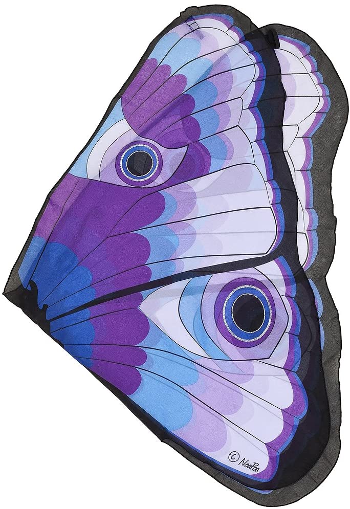 side view of purple and blue butterfly wings