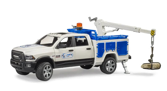 RAM Service Truck w/ Crane and Rotating Beacon Light | Bruder - LOCAL PICKUP