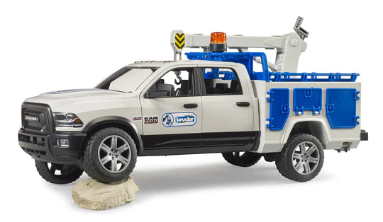 RAM Service Truck w/ Crane and Rotating Beacon Light | Bruder - LOCAL PICKUP