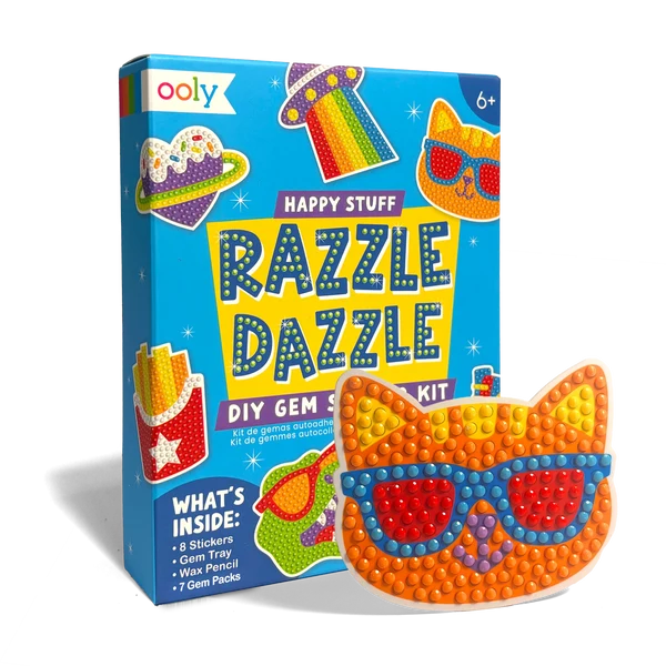 Razzle Dazzle Mini DIY Gem Sticker Kit - Happy Stuff - 8 Stickers | OOLY
