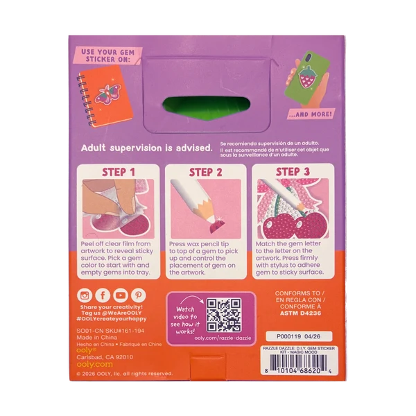Razzle Dazzle Mini DIY Gem Sticker Kit - Magic Mood - 8 Stickers | OOLY
