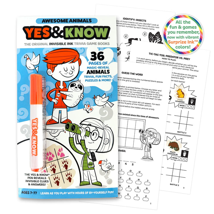 The Original Yes & Know® Invisible Ink Trivia Game Books: Awesome Animals | Tree Town Toys