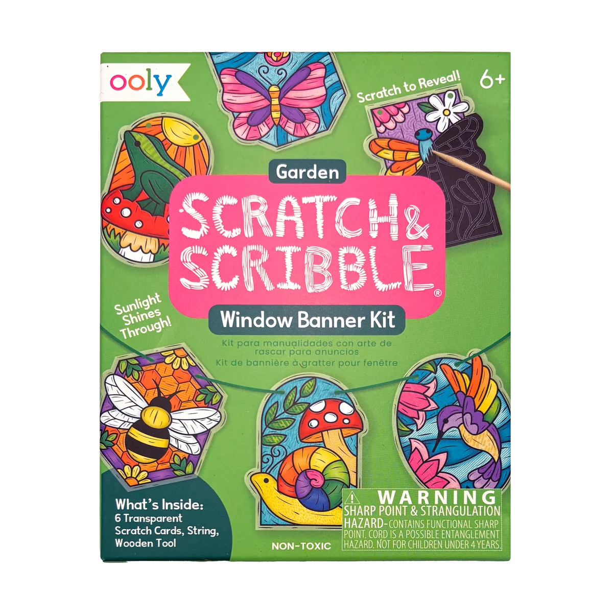 Scratch & Scribble Mini Window Banner Kit - Garden - 6 Cards | OOLY