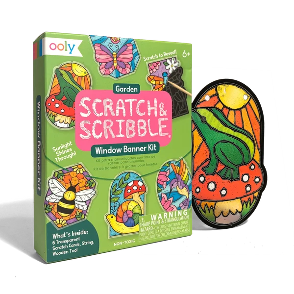 Scratch & Scribble Mini Window Banner Kit - Garden - 6 Cards | OOLY