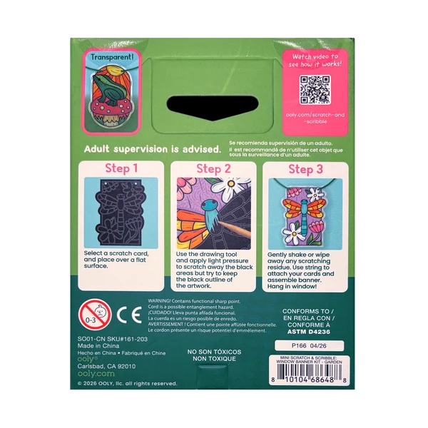 Scratch & Scribble Mini Window Banner Kit - Garden - 6 Cards | OOLY