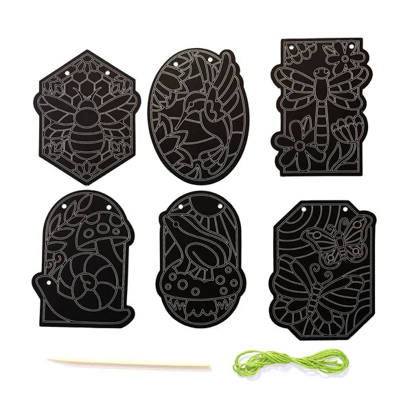 Scratch & Scribble Mini Window Banner Kit - Garden - 6 Cards | OOLY