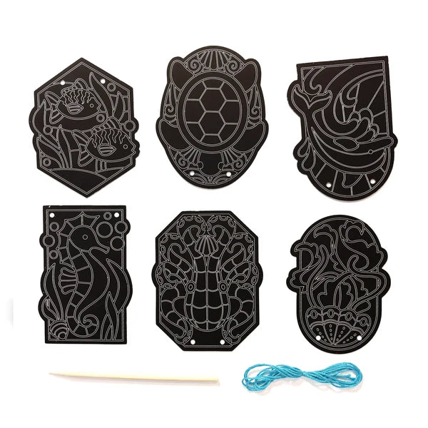 Scratch & Scribble Mini Window Banner Kit - Ocean - 6 Cards | OOLY