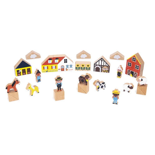 Countryside Wooden Blocks Set - 34 pc - Cross Roads | Janod