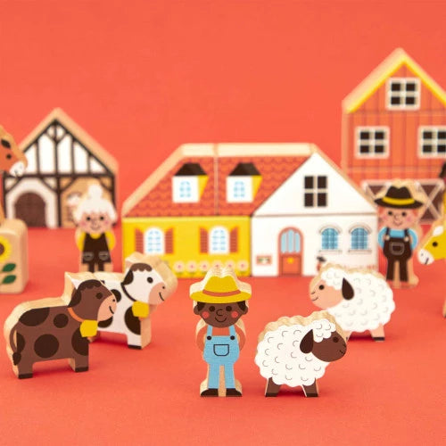 Countryside Wooden Blocks Set - 34 pc - Cross Roads | Janod